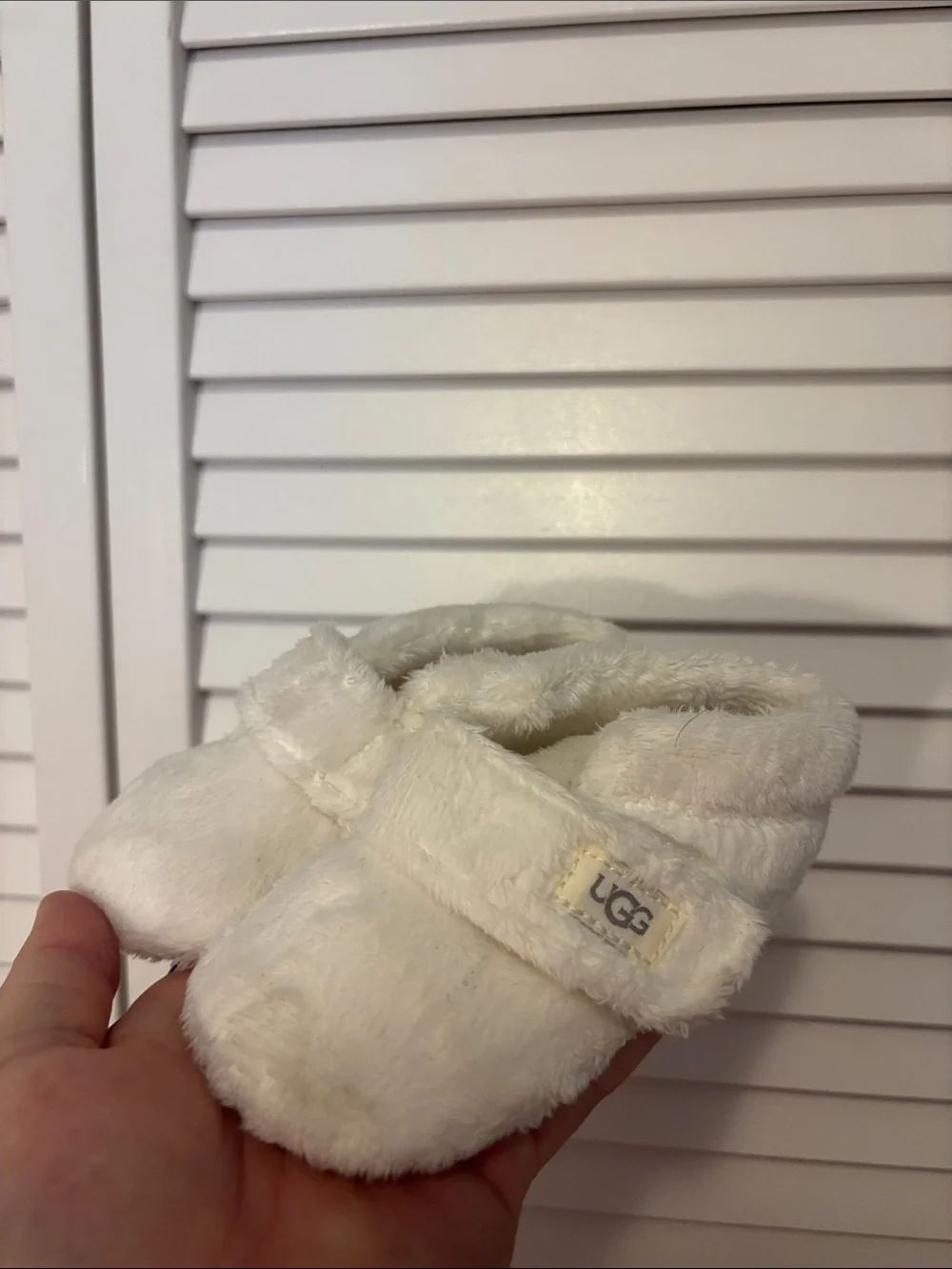 UGG Cream Plush Infant slippers with Secure Strap